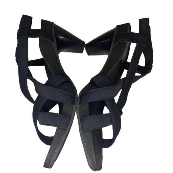 Essence By Aetrex strappy sandals heels black shoes womens size 9 Wide - Picture 4 of 12